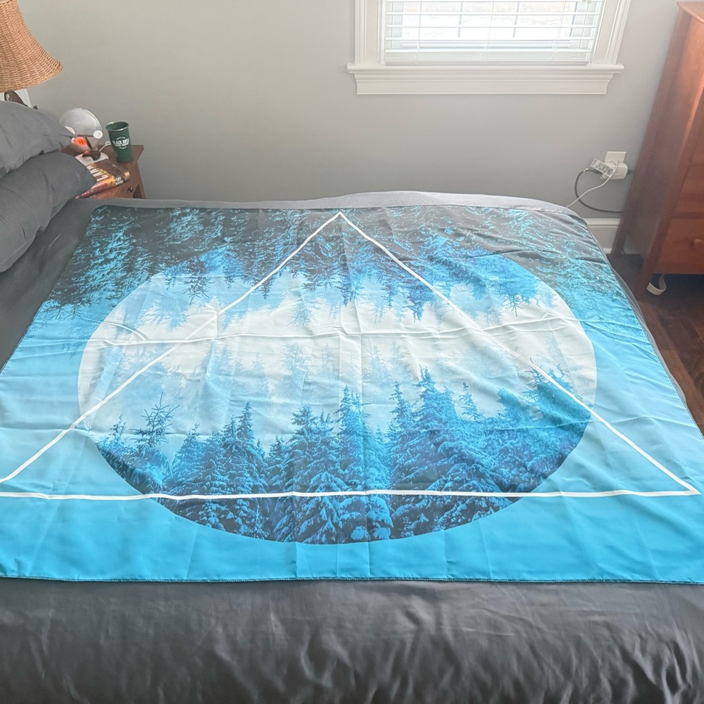 Blue Geometric Forest Tapestry for Dorm/Bedroom
